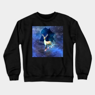 Wonderful fantasy deer in a winter landscape Crewneck Sweatshirt